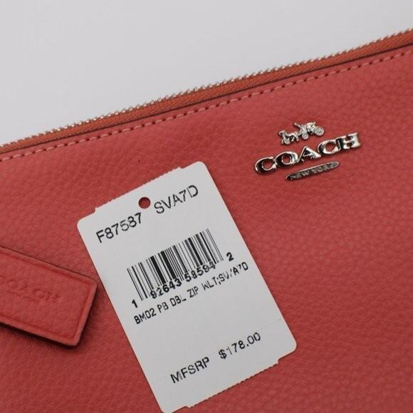 COACH Navy Pebbled Leather Large Double Zip Corner Wallet Wristlet F87587 - Picture 16 of 16